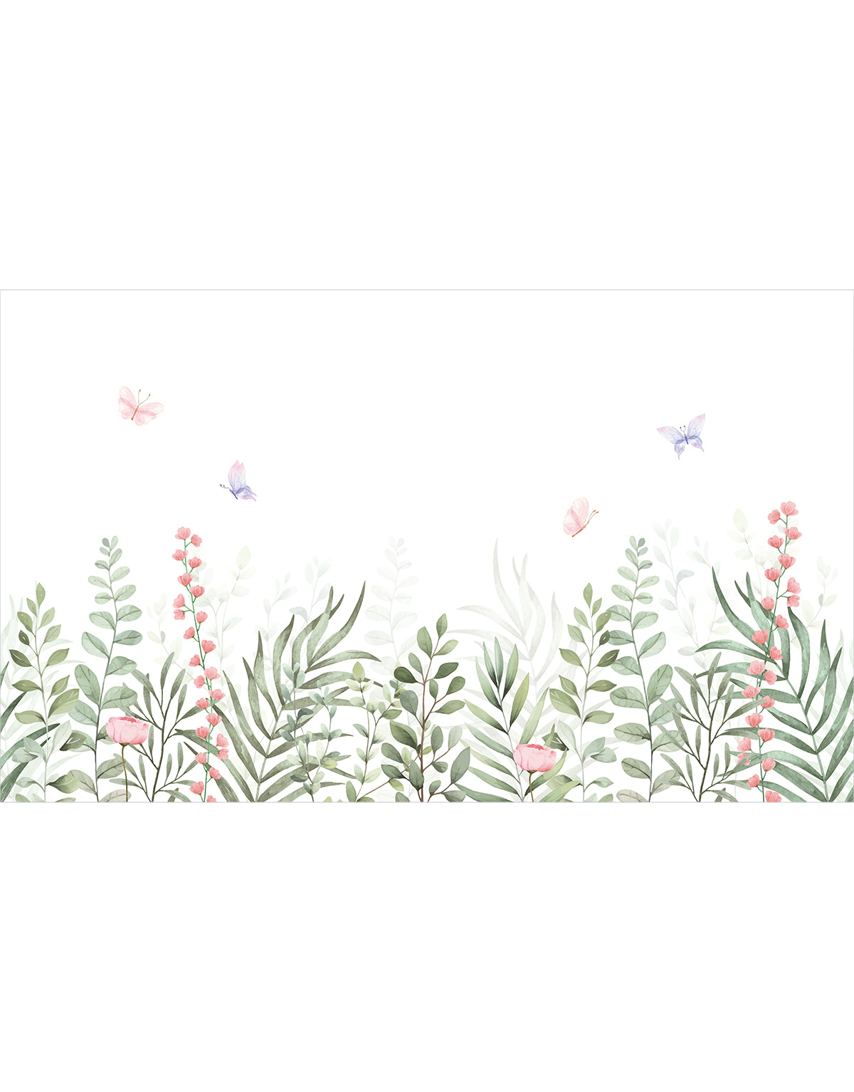 Painel Adesivo Meia Parede Jardim Silvestre Rosê