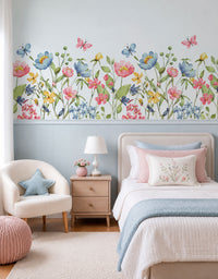 Painel Adesivo Meia Parede Flores Silvestres Coloridas
