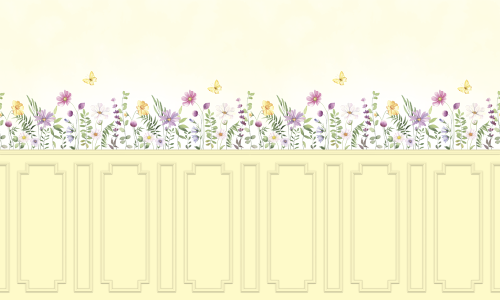 Painel de Parede Adesivo Boiserie Jardim Amarelo
