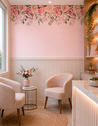 Painel Adesivo Meia Parede Floral Rosé