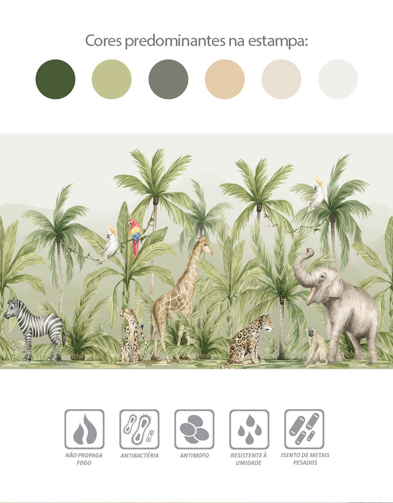 KIT DE 10 ROLOS - 3,00m x 50cm - Painel de Parede Adesivo Savana Aquarela
