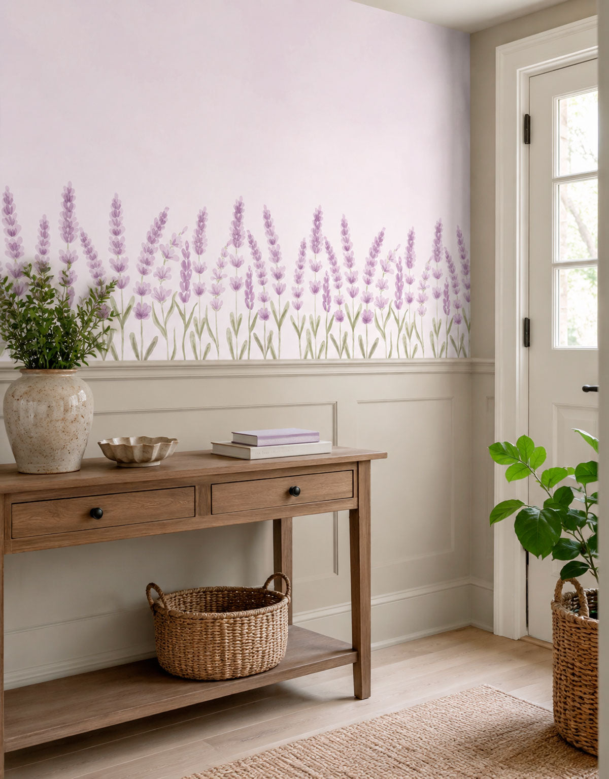 Painel Adesivo Meia Parede Jardim de Lavandas