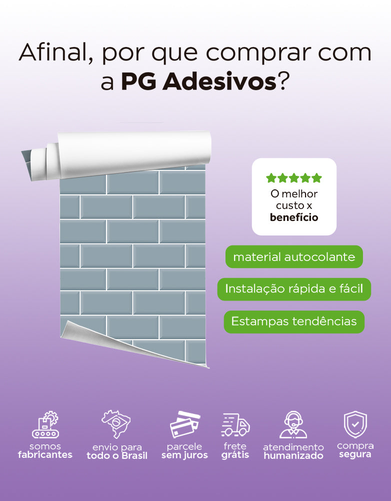 Papel de Parede Adesivo Brick Metro Frost