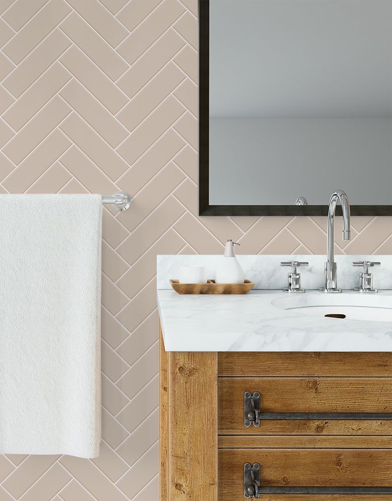 Papel de Parede Brick ZigZag Champagne