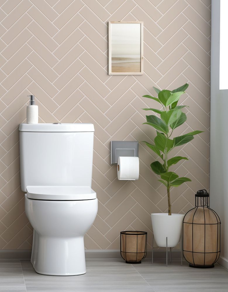 Papel de Parede Brick ZigZag Champagne