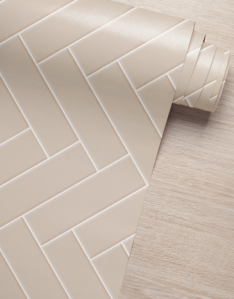Papel de Parede Brick ZigZag Champagne