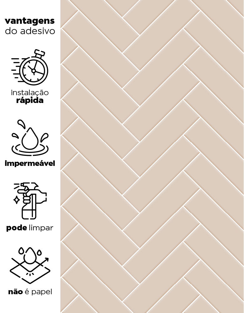 Papel de Parede Brick ZigZag Champagne