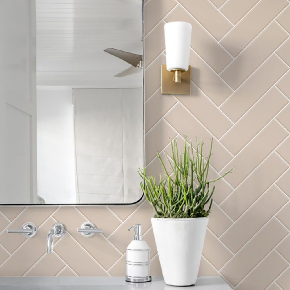 Papel de Parede Brick ZigZag Champagne