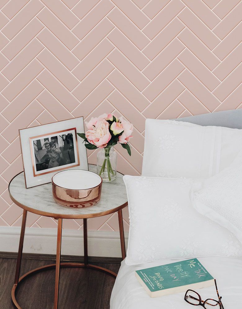 KIT DE 3 ROLOS - 1,50m x 50cm - Papel de Parede Adesivo Brick ZigZag Blush