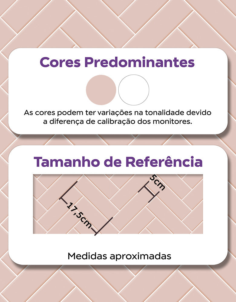 KIT DE 3 ROLOS - 3,00m x 50cm - Papel de Parede Adesivo Brick ZigZag Blush