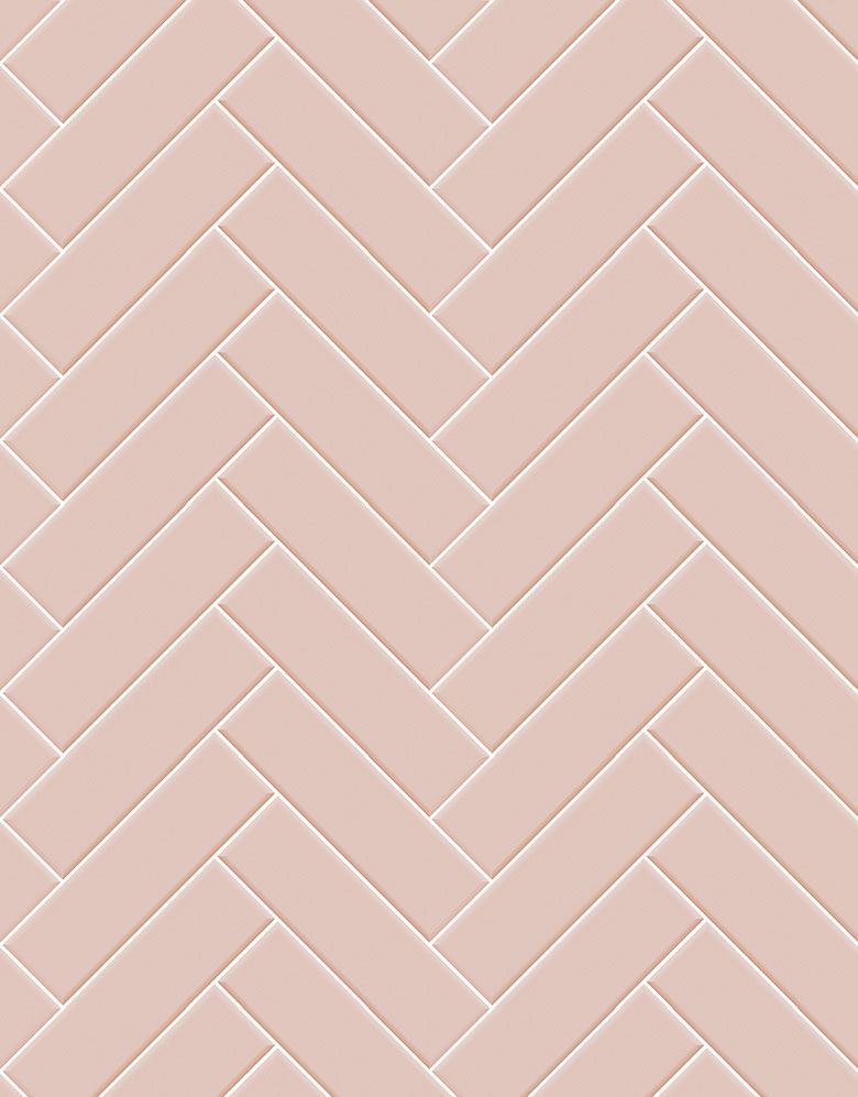 KIT DE 3 ROLOS - 3,00m x 50cm - Papel de Parede Adesivo Brick ZigZag Blush