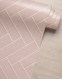 KIT DE 3 ROLOS - 3,00m x 50cm - Papel de Parede Adesivo Brick ZigZag Blush