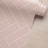 KIT DE 3 ROLOS - 1,50m x 50cm - Papel de Parede Adesivo Brick ZigZag Blush