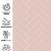 KIT DE 3 ROLOS - 1,50m x 50cm - Papel de Parede Adesivo Brick ZigZag Blush