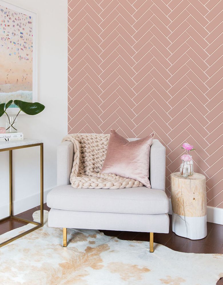 KIT DE 8 ROLOS - 1,00m x 50cm - Papel de Parede Adesivo Brick ZigZag Blossom