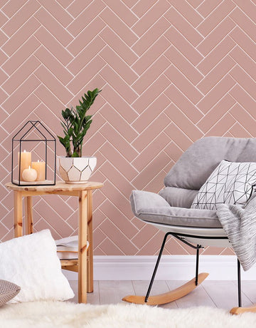 Papel de Parede Adesivo Brick ZigZag Blossom