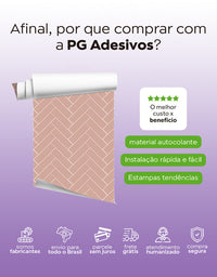 KIT DE 8 ROLOS - 1,00m x 50cm - Papel de Parede Adesivo Brick ZigZag Blossom
