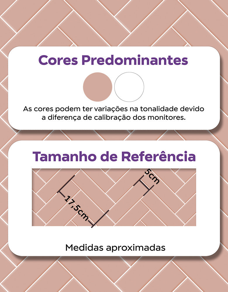 KIT DE 8 ROLOS - 1,00m x 50cm - Papel de Parede Adesivo Brick ZigZag Blossom