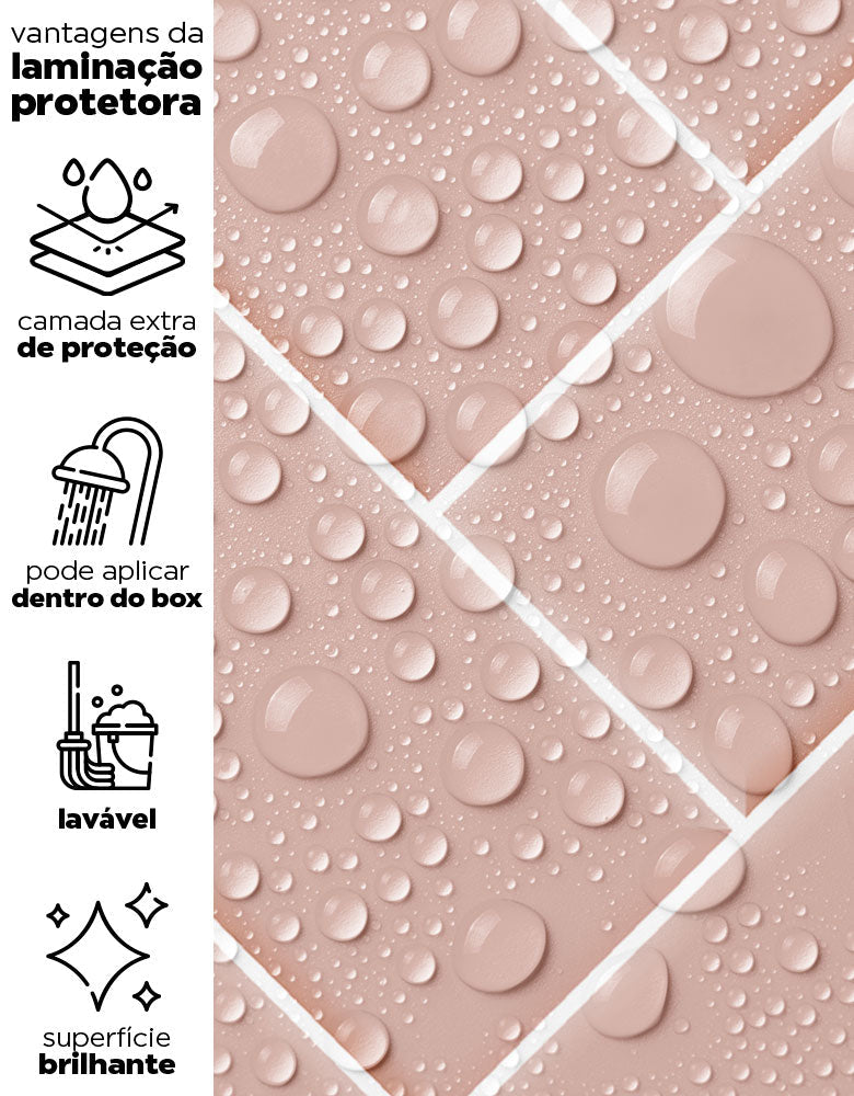KIT DE 8 ROLOS - 1,00m x 50cm - Papel de Parede Adesivo Brick ZigZag Blossom