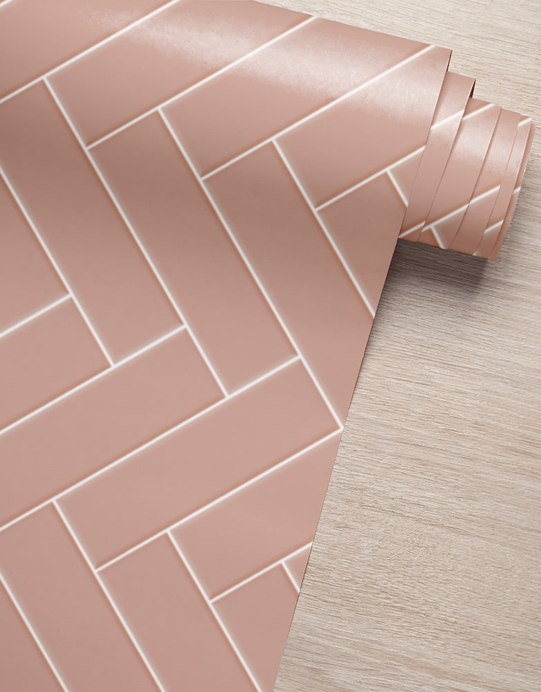 KIT DE 8 ROLOS - 1,00m x 50cm - Papel de Parede Adesivo Brick ZigZag Blossom