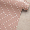 KIT DE 8 ROLOS - 1,00m x 50cm - Papel de Parede Adesivo Brick ZigZag Blossom