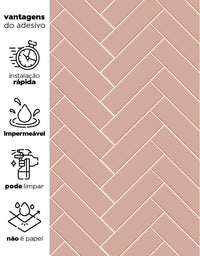 KIT DE 8 ROLOS - 1,00m x 50cm - Papel de Parede Adesivo Brick ZigZag Blossom