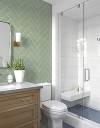 Papel de Parede Adesivo Brick ZigZag Menta