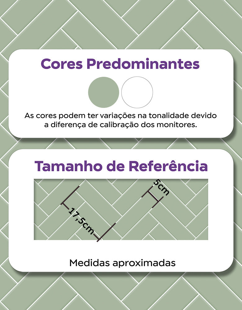 KIT DE 7 ROLOS - 1,00m x 50cm - Papel de Parede Adesivo Brick ZigZag Menta