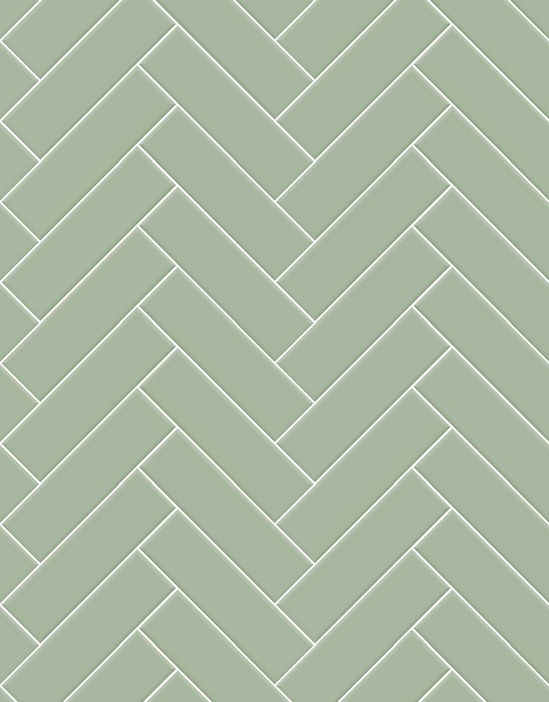 KIT DE 7 ROLOS - 1,00m x 50cm - Papel de Parede Adesivo Brick ZigZag Menta