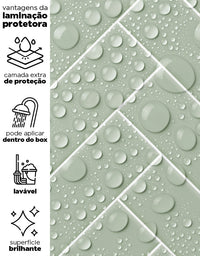 KIT DE 7 ROLOS - 1,00m x 50cm - Papel de Parede Adesivo Brick ZigZag Menta