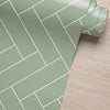 KIT DE 7 ROLOS - 1,00m x 50cm - Papel de Parede Adesivo Brick ZigZag Menta