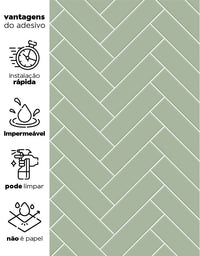 Papel de Parede Adesivo Brick ZigZag Menta
