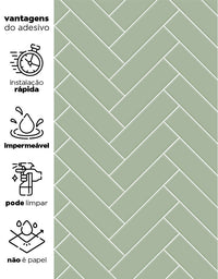 KIT DE 7 ROLOS - 1,00m x 50cm - Papel de Parede Adesivo Brick ZigZag Menta