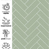 KIT DE 7 ROLOS - 1,00m x 50cm - Papel de Parede Adesivo Brick ZigZag Menta