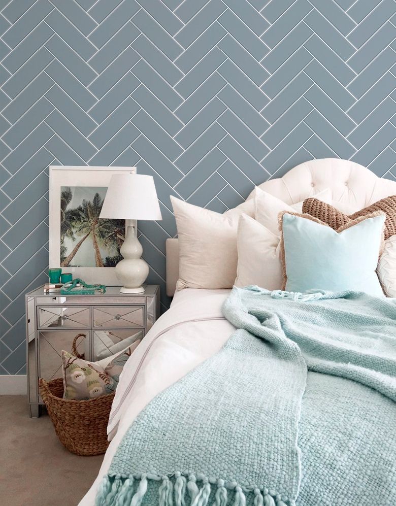 Papel de Parede Adesivo Brick ZigZag Frost