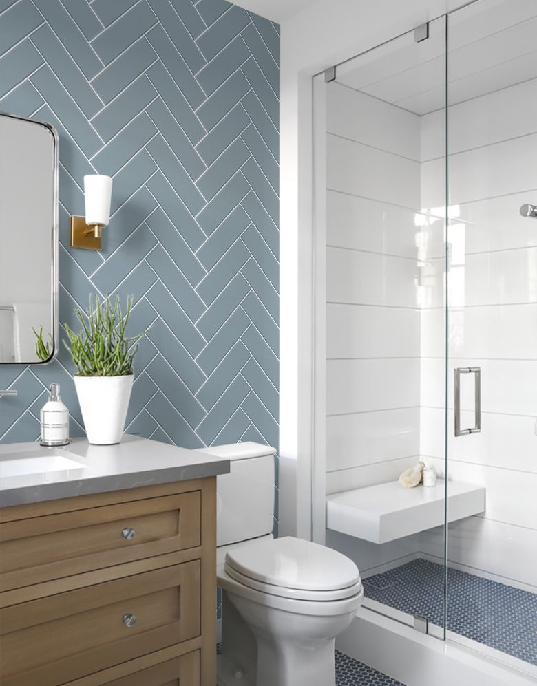 Papel de Parede Adesivo Brick ZigZag Frost