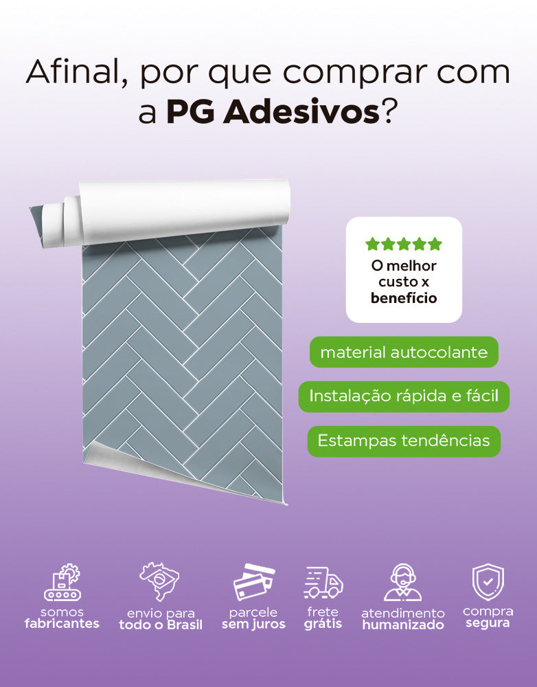 Papel de Parede Adesivo Brick ZigZag Frost