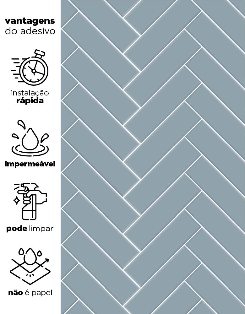 Papel de Parede Adesivo Brick ZigZag Frost