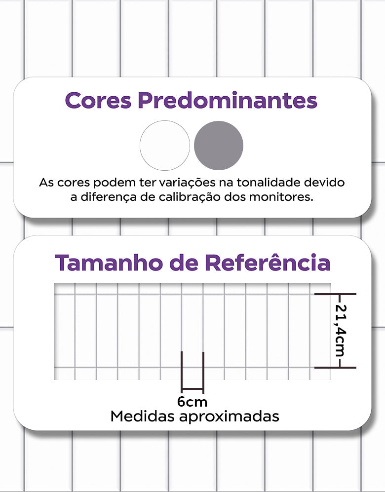 KIT DE 8 ROLOS - 1,00m x 50cm - Papel de Parede de Azulejo Brick Vertical Snow