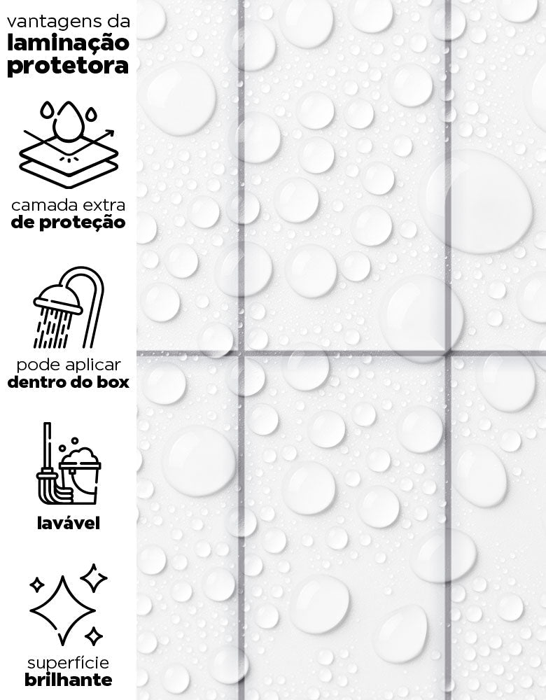 KIT DE 8 ROLOS - 1,00m x 50cm - Papel de Parede de Azulejo Brick Vertical Snow