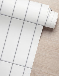 KIT DE 8 ROLOS - 1,00m x 50cm - Papel de Parede de Azulejo Brick Vertical Snow