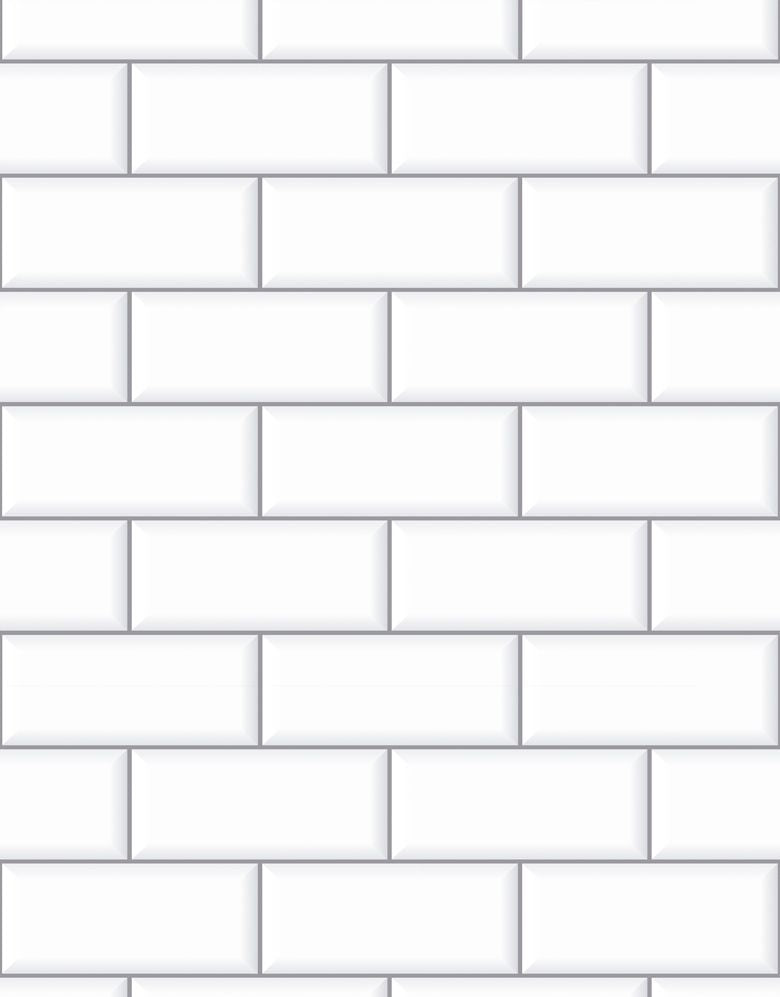 KIT DE 6 ROLOS - 1,00m x 50cm - Papel de Parede Adesivo Brick Metro Snow