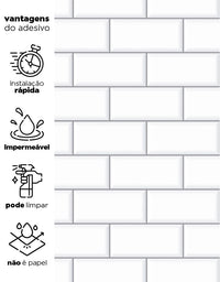 KIT DE 6 ROLOS - 1,00m x 50cm - Papel de Parede Adesivo Brick Metro Snow