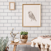 KIT DE 6 ROLOS - 1,00m x 50cm - Papel de Parede Adesivo Brick Metro Snow