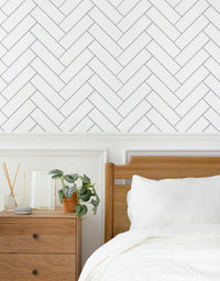 KIT DE 5 ROLOS - 3,00m x 50cm - Papel de Parede Adesivo Brick ZigZag Snow