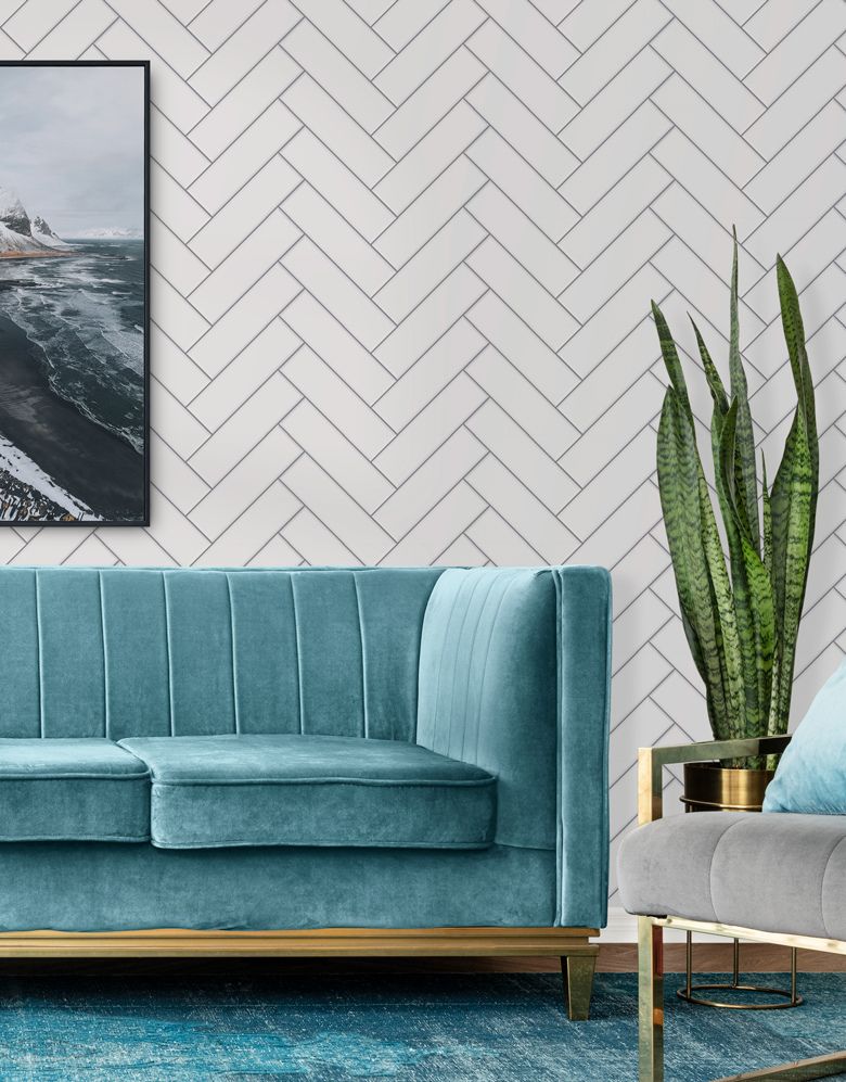 Papel de Parede Adesivo Brick ZigZag Snow