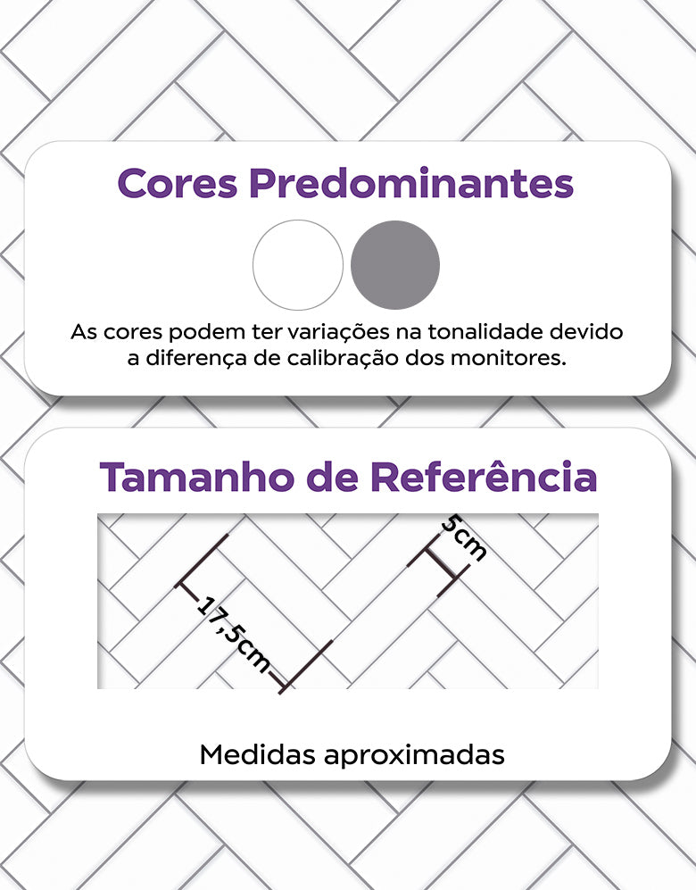 KIT DE 5 ROLOS - 3,00m x 50cm - Papel de Parede Adesivo Brick ZigZag Snow