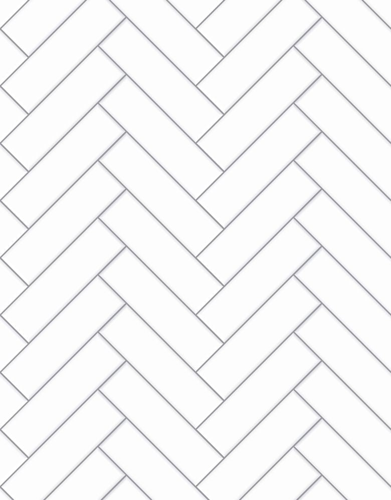 KIT DE 5 ROLOS - 3,00m x 50cm - Papel de Parede Adesivo Brick ZigZag Snow