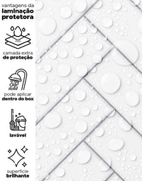 KIT DE 2 ROLOS - 4,00m x 50cm - Papel de Parede Adesivo Brick ZigZag Snow
