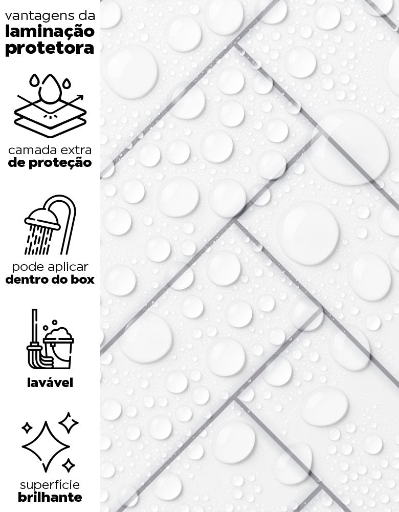 KIT DE 5 ROLOS - 3,00m x 50cm - Papel de Parede Adesivo Brick ZigZag Snow